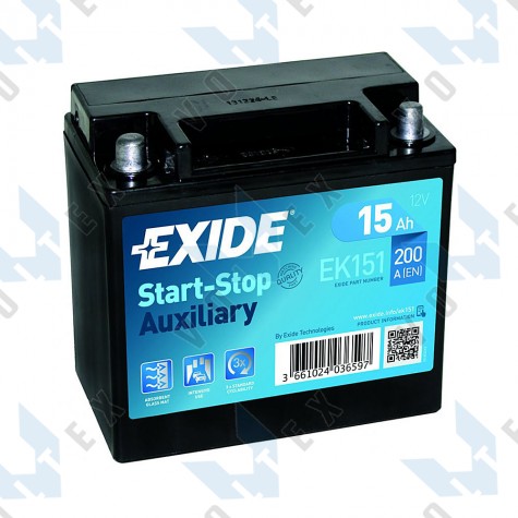 Мото аккумулятор Exide Start-Stop Auxiliary 15Ah L+ 200A