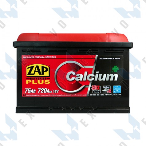 Аккумулятор Zap Plus Calcium 75Ah R+ 720A