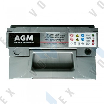 Аккумулятор AGM Silver Premium 74Ah R+ 720A