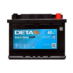 Аккумулятор Deta AGM Start-Stop 60Ah R+ 680A