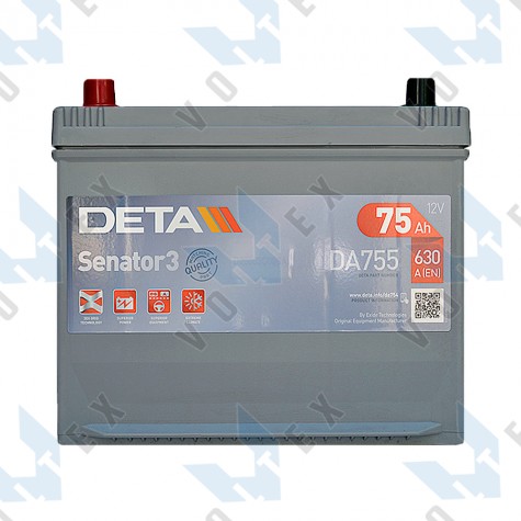 Аккумулятор Deta Senator 3 Carbon Boost Asia 75Ah JL+ 630A