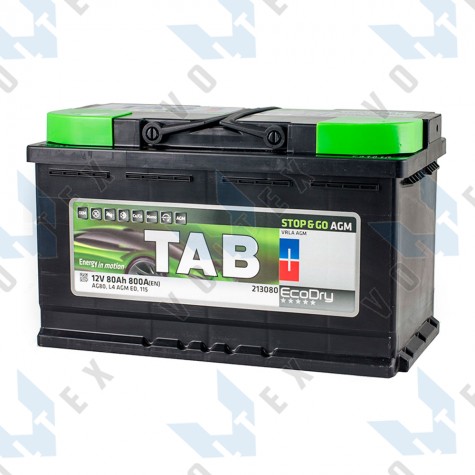 Аккумулятор Tab EcoDry AGM Start-Stop 80Ah R+ 800A